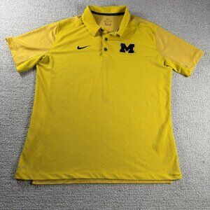 Nike Dri-Fit Michigan Wolverines Polo Shirt Yellow Blue Men's Size XL